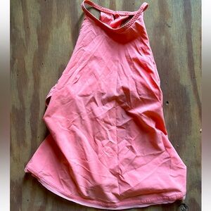 Lululemon bright light orange /coral halter tank with sports bra size 8